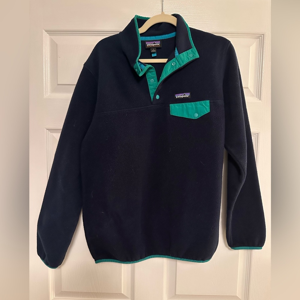 Navy and Green Patagonia Pullover